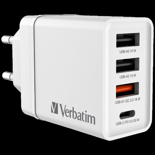 CHR-30EU2 USB CHARGER 30W WITH 1XUSB-C PD 20W/1XUSB-A QC 3.0/ 2XUSB resmi